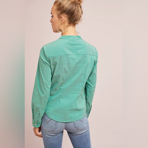 Anthropologie Maeve Katherine Knotted Striped Blouse - Picture 3 of 10